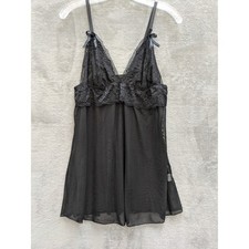 Coquette Babydoll Nightgown Womens XL Black Lace Sheer Mesh Chemise Lingerie
