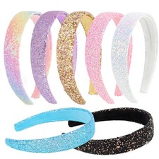 7PCS Glitter Headbands for Girls Sparkly Wide Rainbow Headbands for Women Cut...