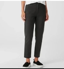 Eileen Fisher Organic Cotton Hemp Stretch Tapered Pant Black Women's Size 4