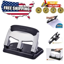 EZ Squeeze Heavy Duty 3 Hole Punch - 40 Sheet Capacity, Sleek Silver Design