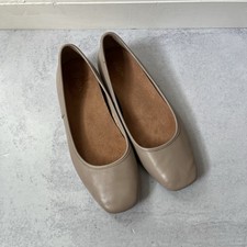 VIONIC Orinda Ballet Flats Women's 8 Leather Grey Square Toe Neutral Minimalist