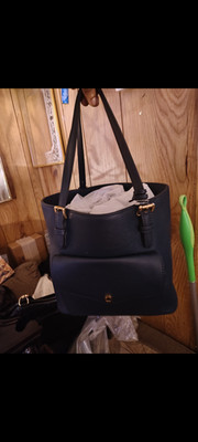 Michael Kors Navy Blue Jet Set Leather Tote Handbag Shoulder Bag Medium
