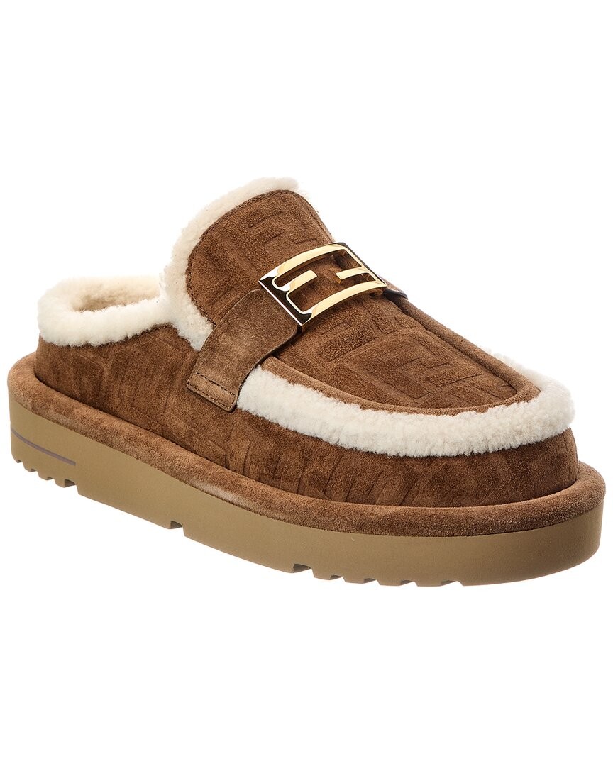 Fendi Apres Ff Suede & Shearling Mule Women's