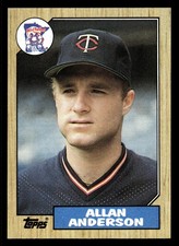 1987 Topps #336 Allan Anderson Rookie Card Minnesota Twins. rookie card picture