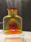 Blenko Glass Water Pitcher Carafe  384 Tangerine Double Spout Handblown 8”