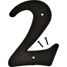 Hy-Ko 6 In. Black Gloss House Number Two 30202 Hy-Ko 30202 029069302023 Plastic