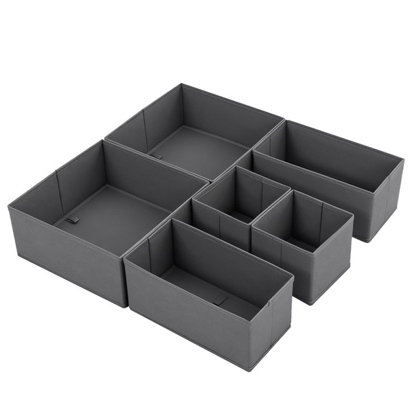 Schubladen Organizer Stoff Aufbewahrungsbox Ordnungssystem 6Er Set Dunkelgrau-image
