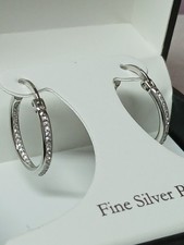 Fine silver plated hoop earrings small to medium size silver
