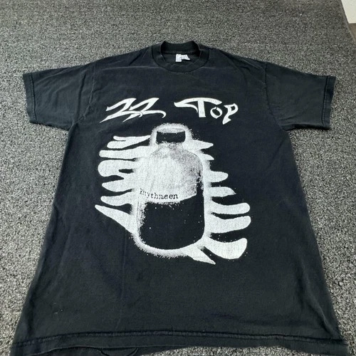 ZZ Top Shirt Mens Large Black Rhythmmeen Tour Band R 1990s vintage concert t-shirt, vintage, size L, single stitch, B+ condition