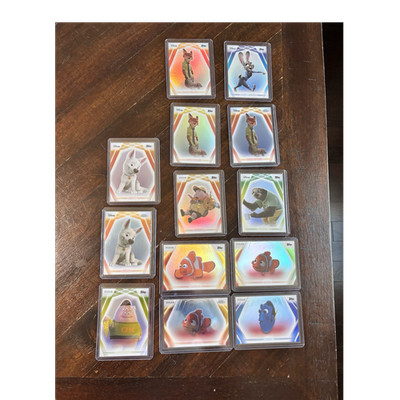 Topps Disney Neon Trading Card Lot 14 Cards Bolt Judy Hopps Nemo Marlin Dory