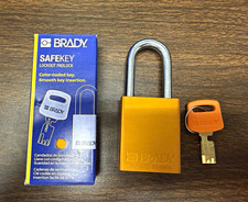 (Lot of 8) Brady SafeKey Lockout Padlock, Orange Alum, 3/8 Steel, Keyed Alike,