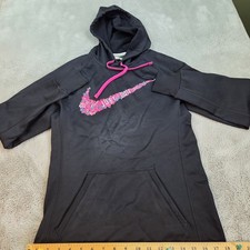 Nike Hoodie Womens XS Therma-FIT Just Do It Graphic Pullover Sweatshirt Black