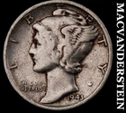 1943-S Silver Mercury Dime - Scarce  Better Date  No Reserve  #K1342