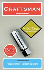 Craftsman 1316 Spark Plug Socket 38-inch Drive Cmmt43325