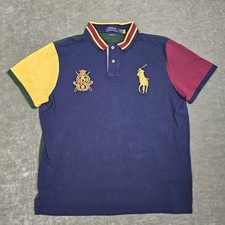 Polo Ralph Lauren Polo Shirt Mens XL Blue Custom Slim Fit Big Pony Crest Rugby