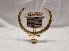 Vintage Oem Cadillac Gold Hood Ornament Wreath Crest Emblem Deville Fleetwood