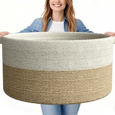 GOPAS 125L Extra Large Blanket Basket, 25 x 16, Jumbo Laundry Woven Baskets D...