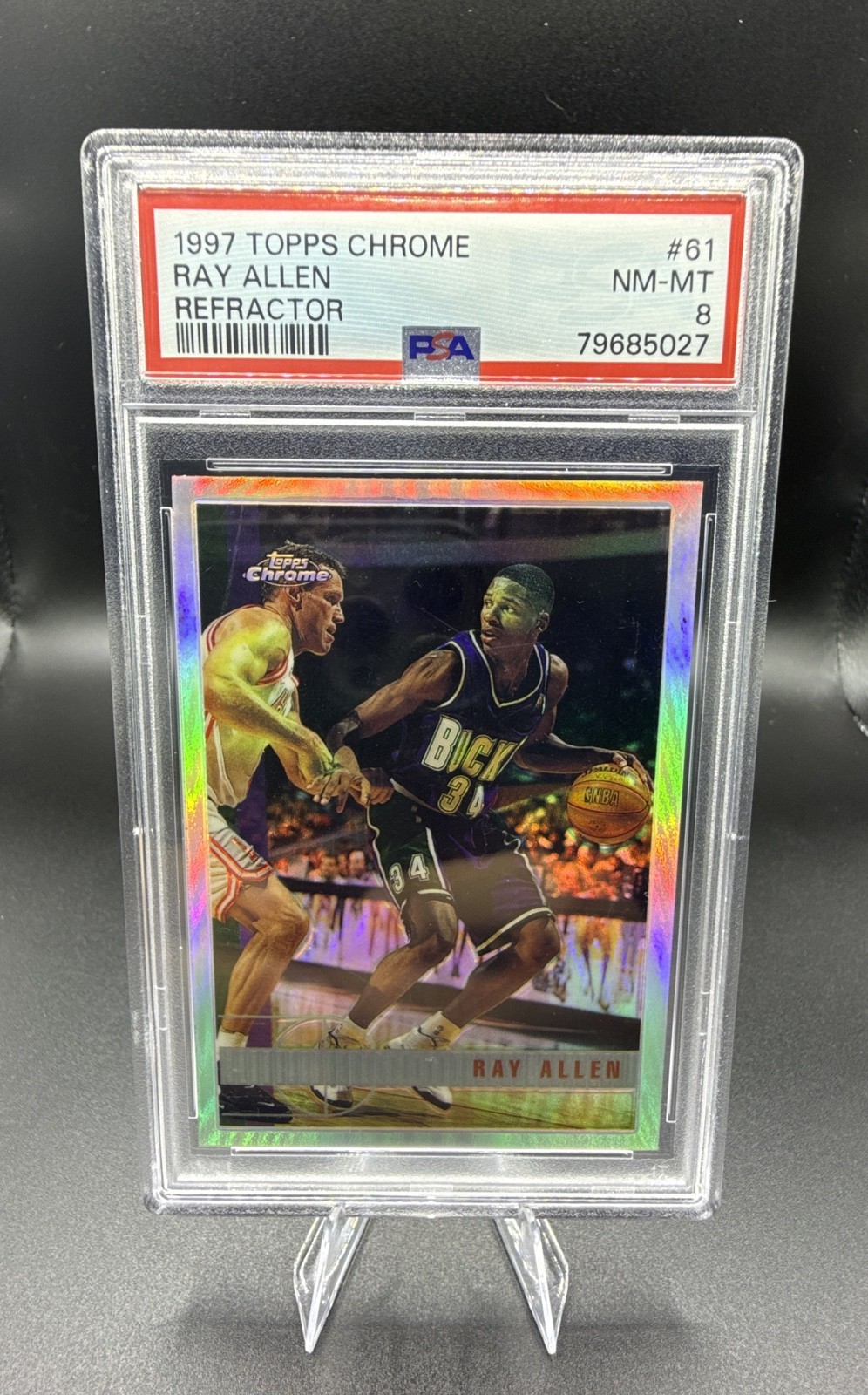 Ray Allen #61 Basketball Cards 1997 Topps Chrome trading card — raw and PSA graded price guide