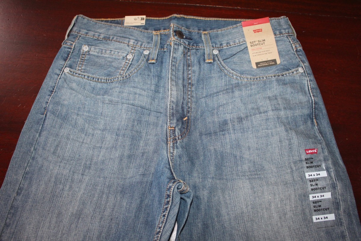 mens levi's 527 slim bootcut jeans 34x34 nwt medium chipped wash