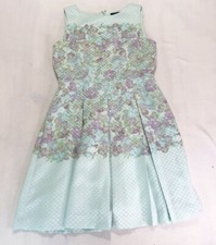 Tahari Sz 10P Arthur S Levine Pastel Floral Pleated Fit & Flare Lined Zip Dress