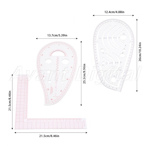 1pc/8pcs For Sewing Dressmaking Multi-style French Curve Metric Ruler Measuring - Picture 8 of 17