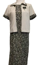 Miss Dorby 3-PC Sleeveless Dress/Jacket/Pin Set SZ 8 Short Sleeve shoulder pads