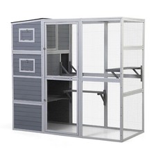 Cat Catio Large Wooden Cat Enclosure with Waterproof Roof Lockable Door 4-Tier