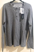 Buffalo David Bitton Men Long-sleeve Henley Shirt Medium Grey NWT.