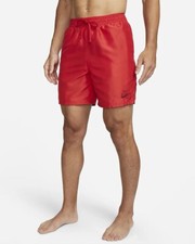 NIKE Men  s Swim Trunks Shorts Red NESSE450-614 Mesh Brief Liner Drawstring Sz L