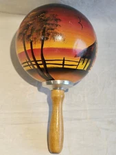 VINTAGE Handcrafted and Painted Maraca Rattle Instrument Brazilian Samba Shaker