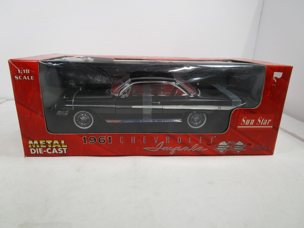 SUNSTAR 1/18 BLACK 1961 CHEVY IMPALA SS 409 NEW IN THE BOX