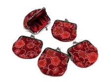 Coin Purse, Fabric Single Pocket 3" Frame  5 RED Color Tapestry  Wholesale 