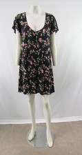 NWT Urban outfitters Women's Black Floral Short Sleeve Tiered Dress Size M#OS427