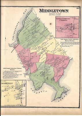 1870 MIDDLETOWN, RI. MAP REMOVED FROM THE BEERS ATLAS 0F 1870 | eBay