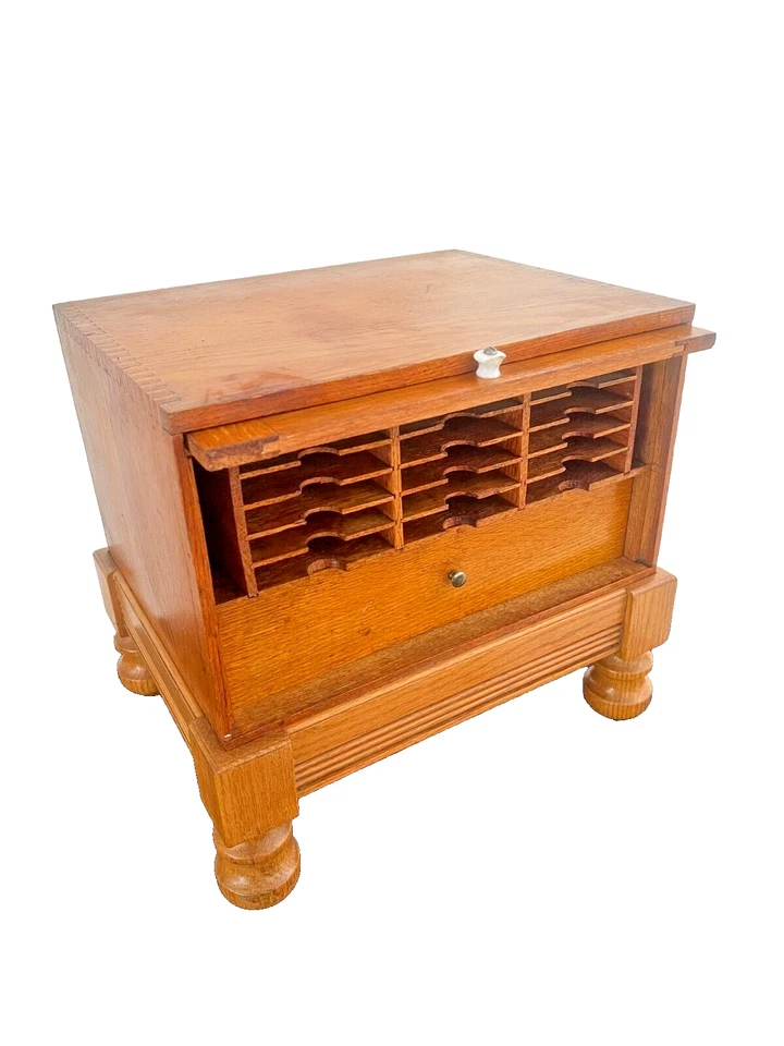 Antiguo archivador catálogo de tarjetas quince ranuras cajón interior Dill & Collins Foto 2 de 4