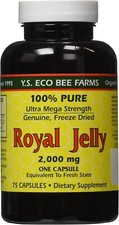 100 Pure Freeze Dried Fresh Royal Jelly - 2000 mg YS Eco Bee Farms 75 Caps
