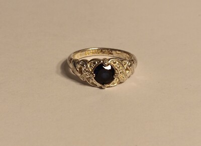 Solitare Sapphire Ring 6.5 Sterling Silver Plated Lindberg 