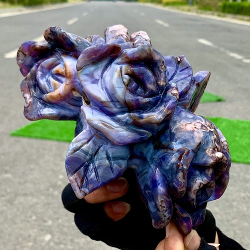 Cristallo di agata fiori di ciliegio blu naturale 2,97 libbre quarzo a forma di fiore guarigione - Foto 19 di 24