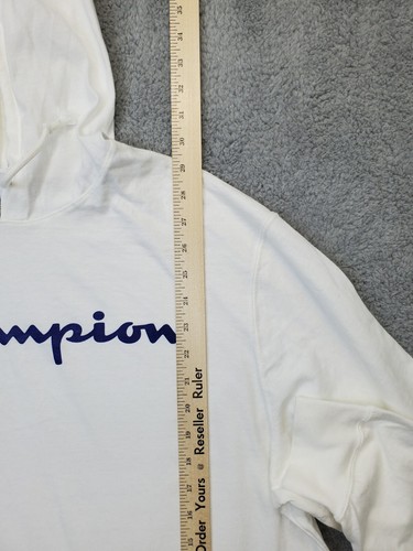 Champion Hoodie Men's XL White Cotton Athleticwear Long Sleeve Drawstring Logo - 第 12/13 張圖片