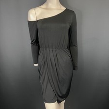One Shoulder Dress Black Size 8 Long Sleeve Asymmetric Chic Party Night Out