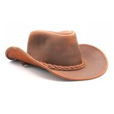 Premium Unisex Western Cowboy Cowgirl FullGrain Cowhide Shapeable Outback Hat