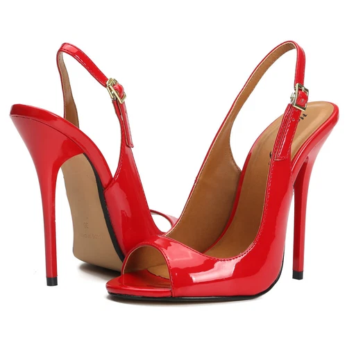 Women's shoes peep toe high heels pumps Slingback Red Crossdressers high heels - Picture 3 of 17