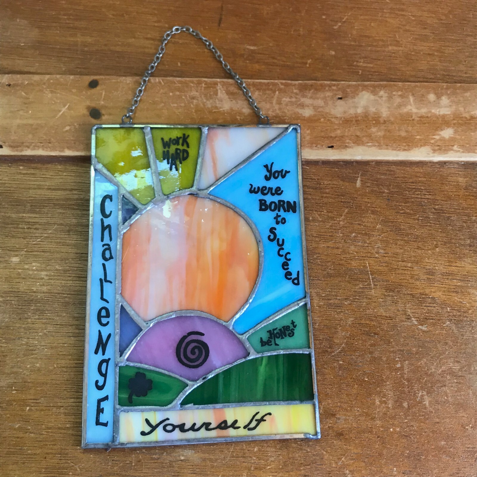 Estate Small Colorful Stained Glass Rising Sun Stained Glass w