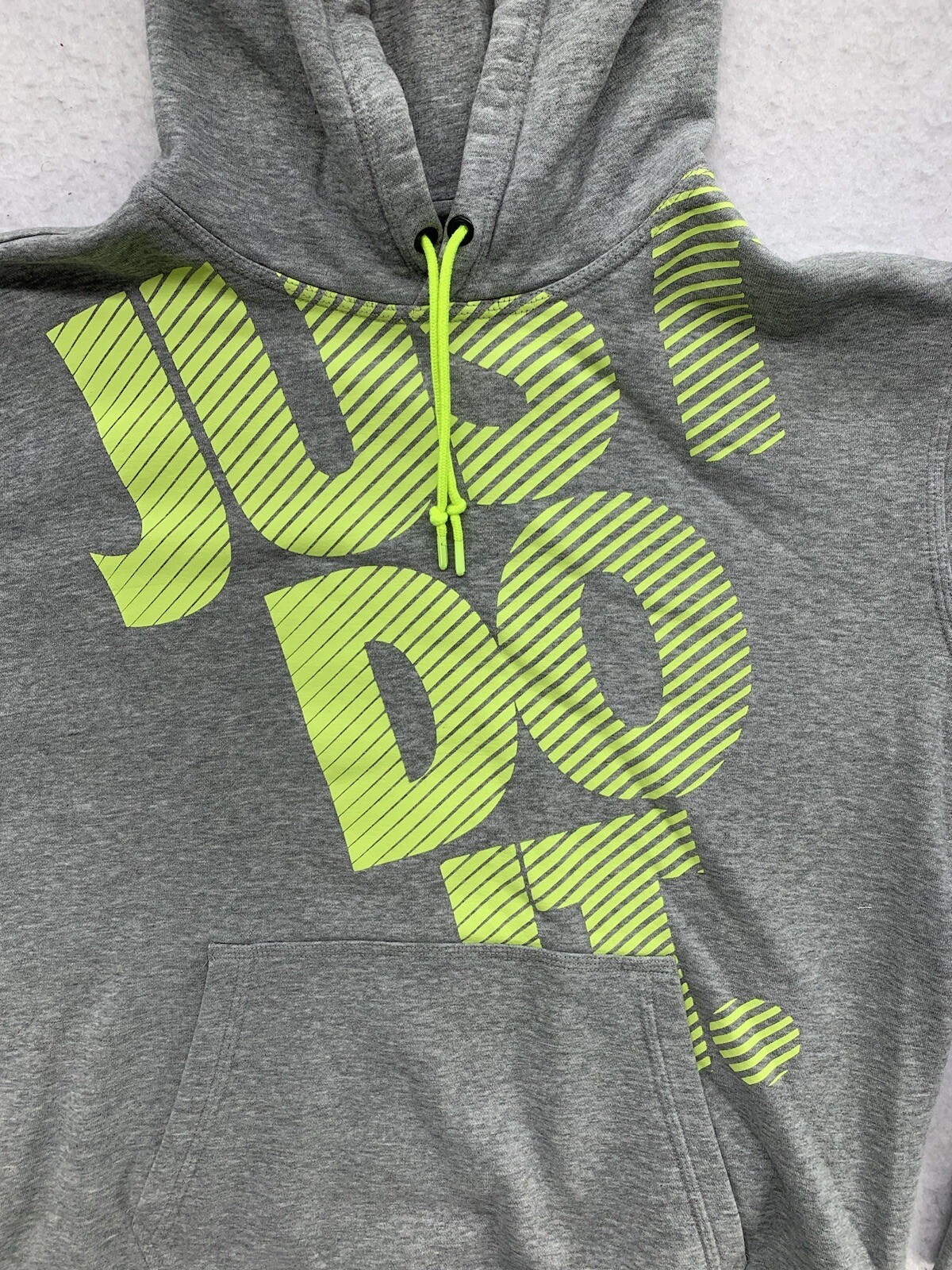 Nike Just Do It Hoodie Sweatshirt Large Mens Gray/Yellow Pockets Athletic Sports thumbnail 2