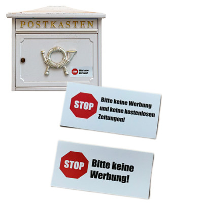 Stop Keine Werbung Bitte keine kostenlosen Zeitungen keine Reklame Briefkasten