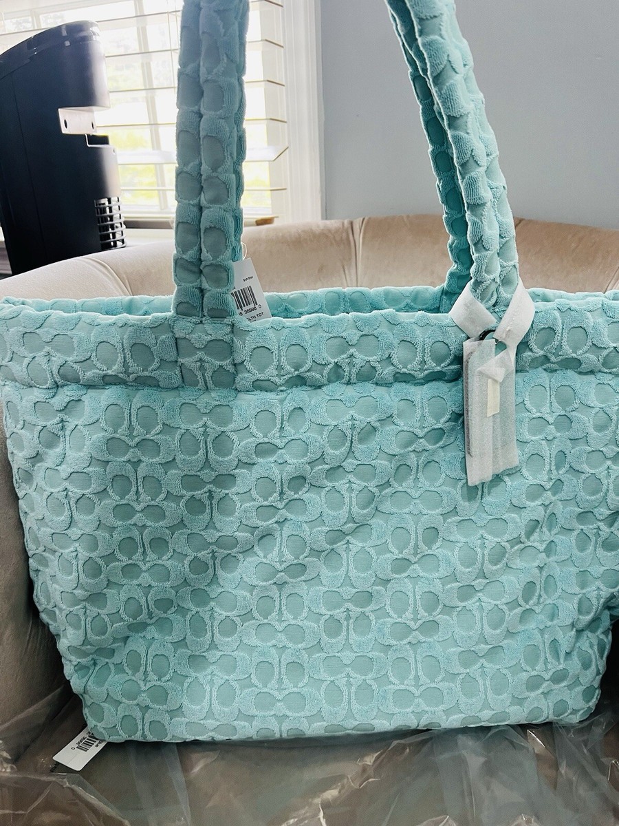 Terryトートバック NWT Coach CT764 Large Tote Travel Bag In Signature Terry Faded
