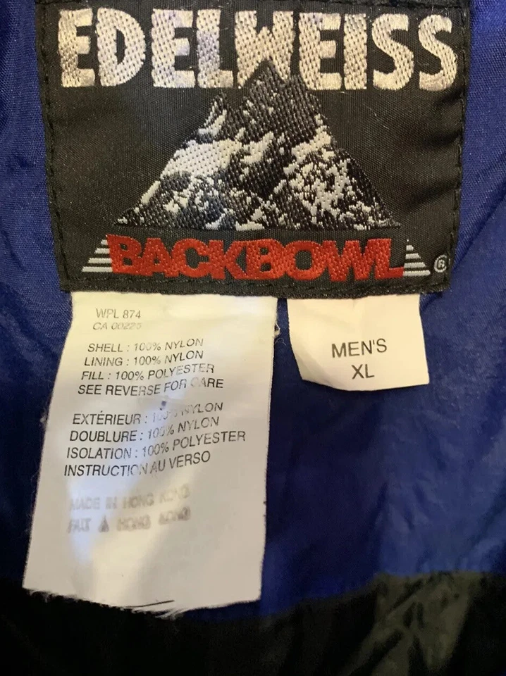 Chaqueta De Colección Años 90 Azul Para Hombre Talla XL Esquí Snowboard EDELWEISS BackBowl Stowaway Con Capucha Foto 2 de 4