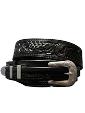 Hand Tooled Leather Ranger Belt Western Leather Black Belts Handtooled Strap