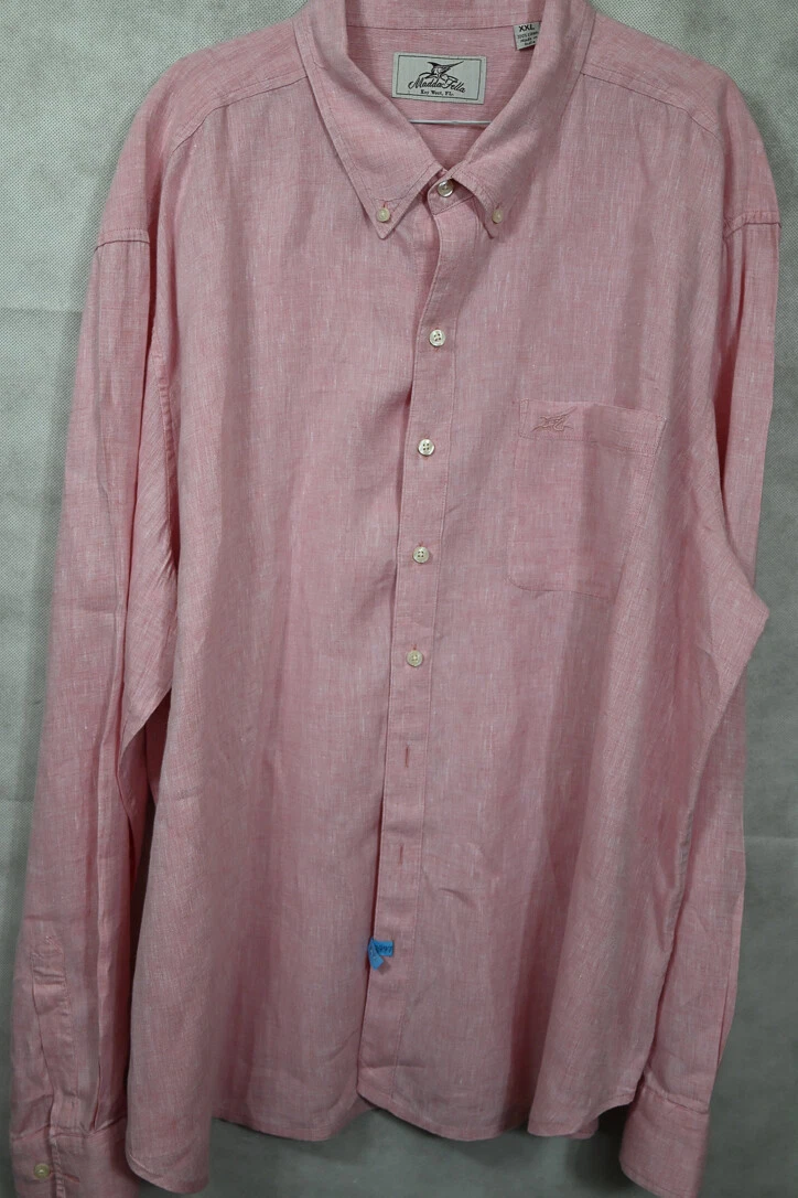 GORGEOUS $165 Madda Fella Key West Light Pink 100% Linen Shirt XXL 19x38