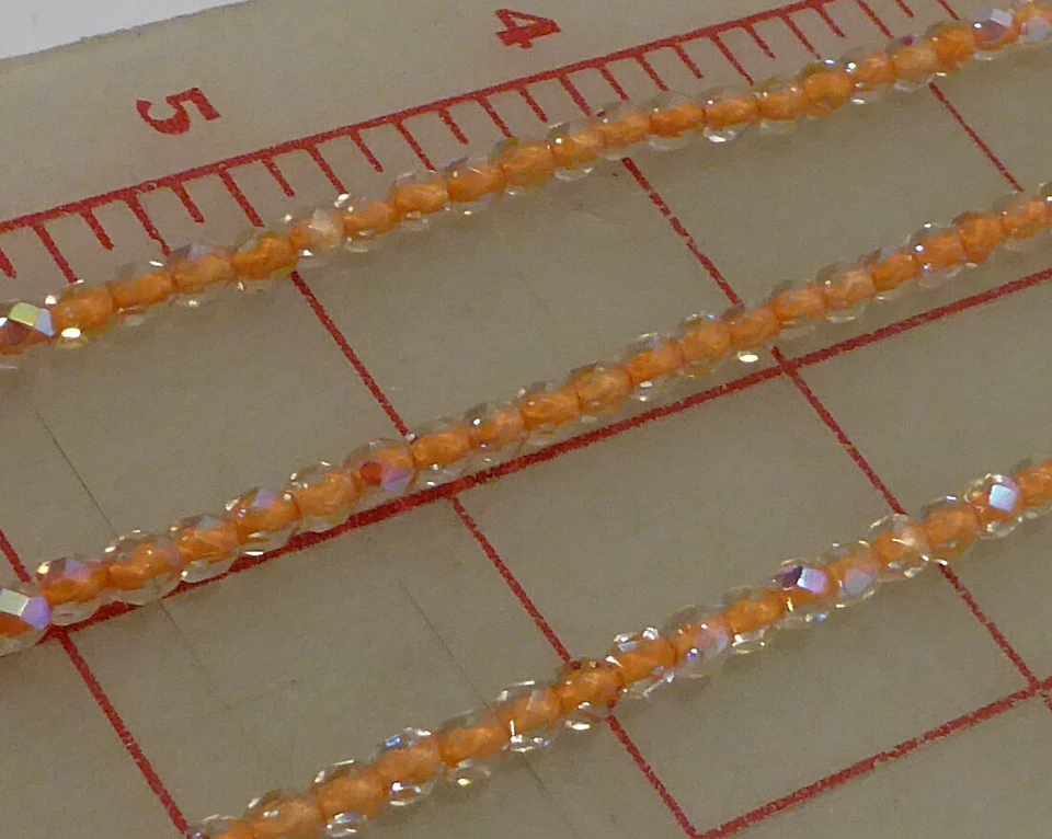 6 fios tchecos 3mm contas de vidro facetado polido a fogo cristal laranja forrado AB - Imagem 4 de 4